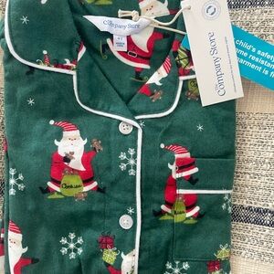 The Company Store Kids Festive Green Santa Pajama Set - new with tags